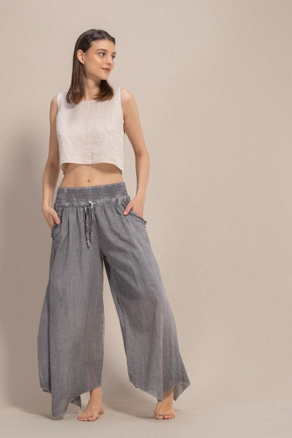 Organic Cotton Grey Palazzo Pants - Vleyn