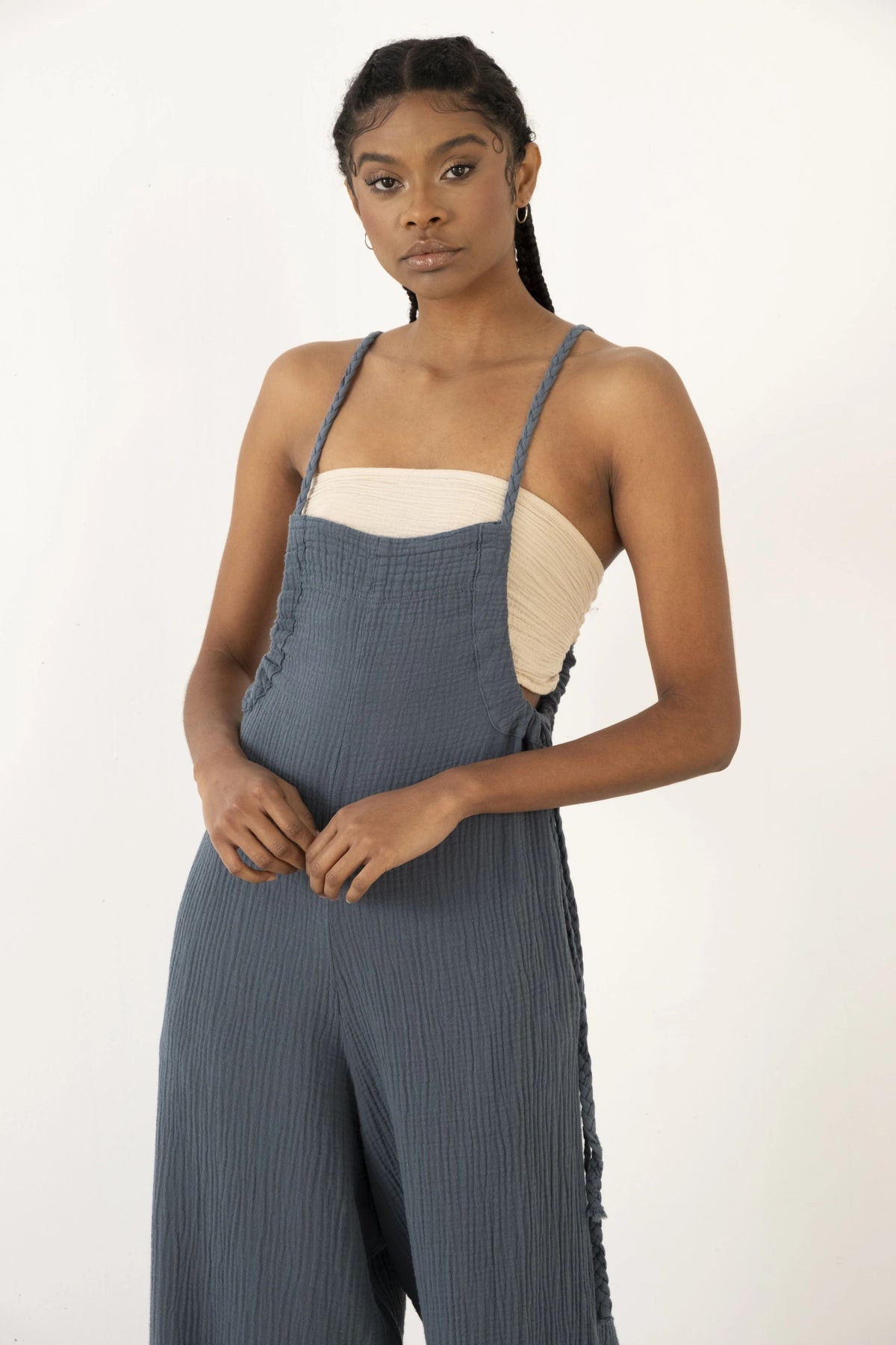 Petrol Blue Organic Cotton Jumpsuit - Vleyn