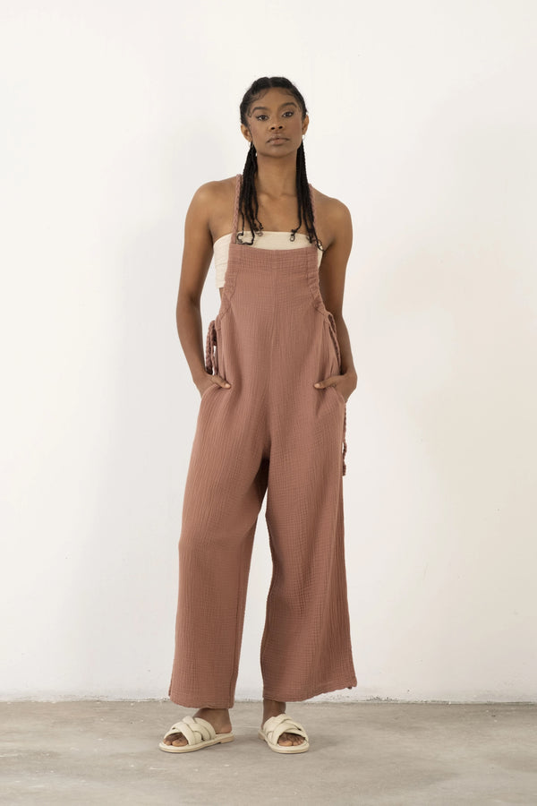 Dusty Rose Organic Cotton Jumpsuit - Vleyn