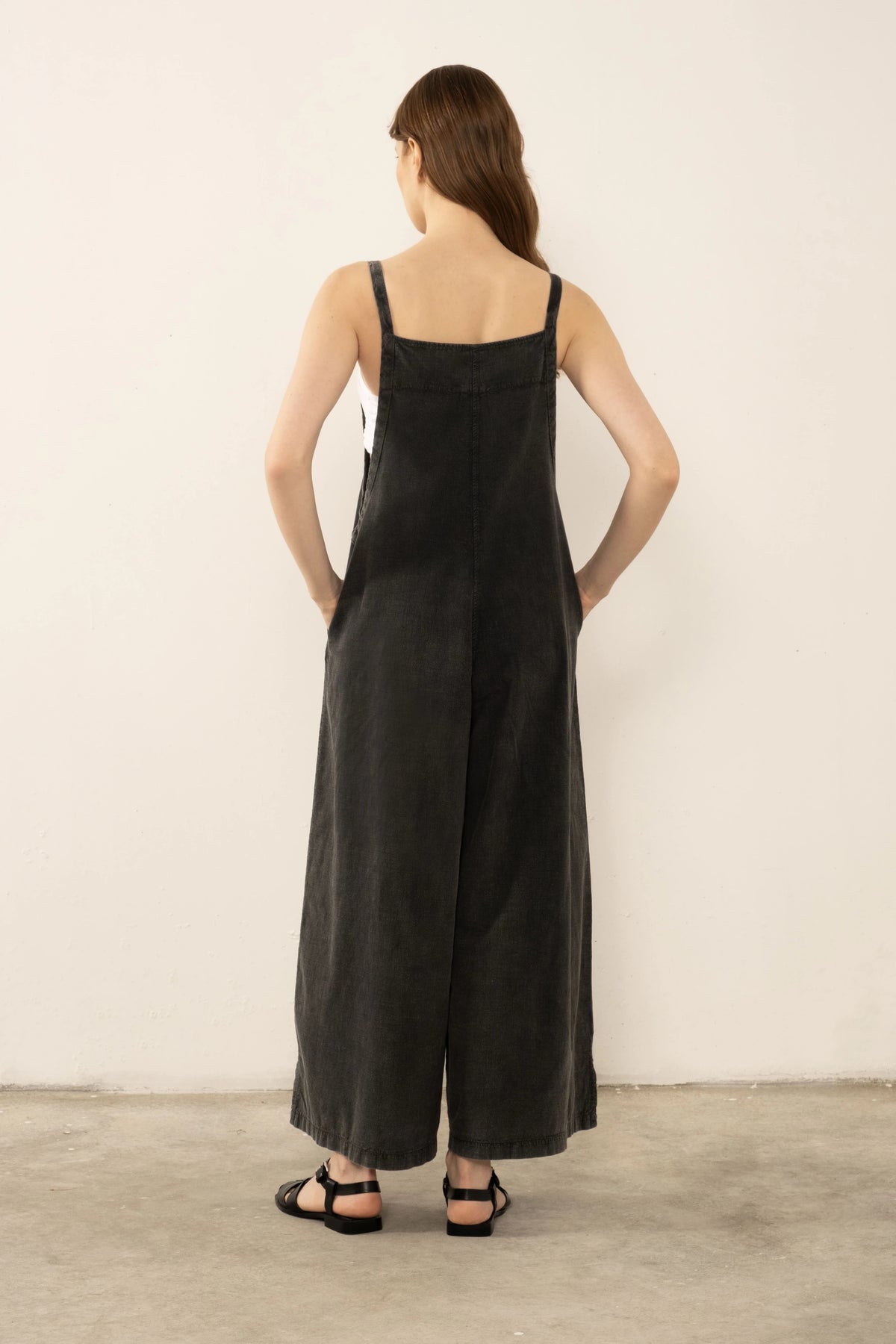 Black Organic Cotton Wide Leg Jumpsuit - Vleyn