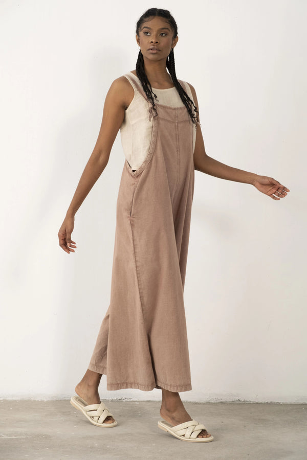 Dusty Rose Organic Cotton Wide Leg Jumpsuit - Vleyn