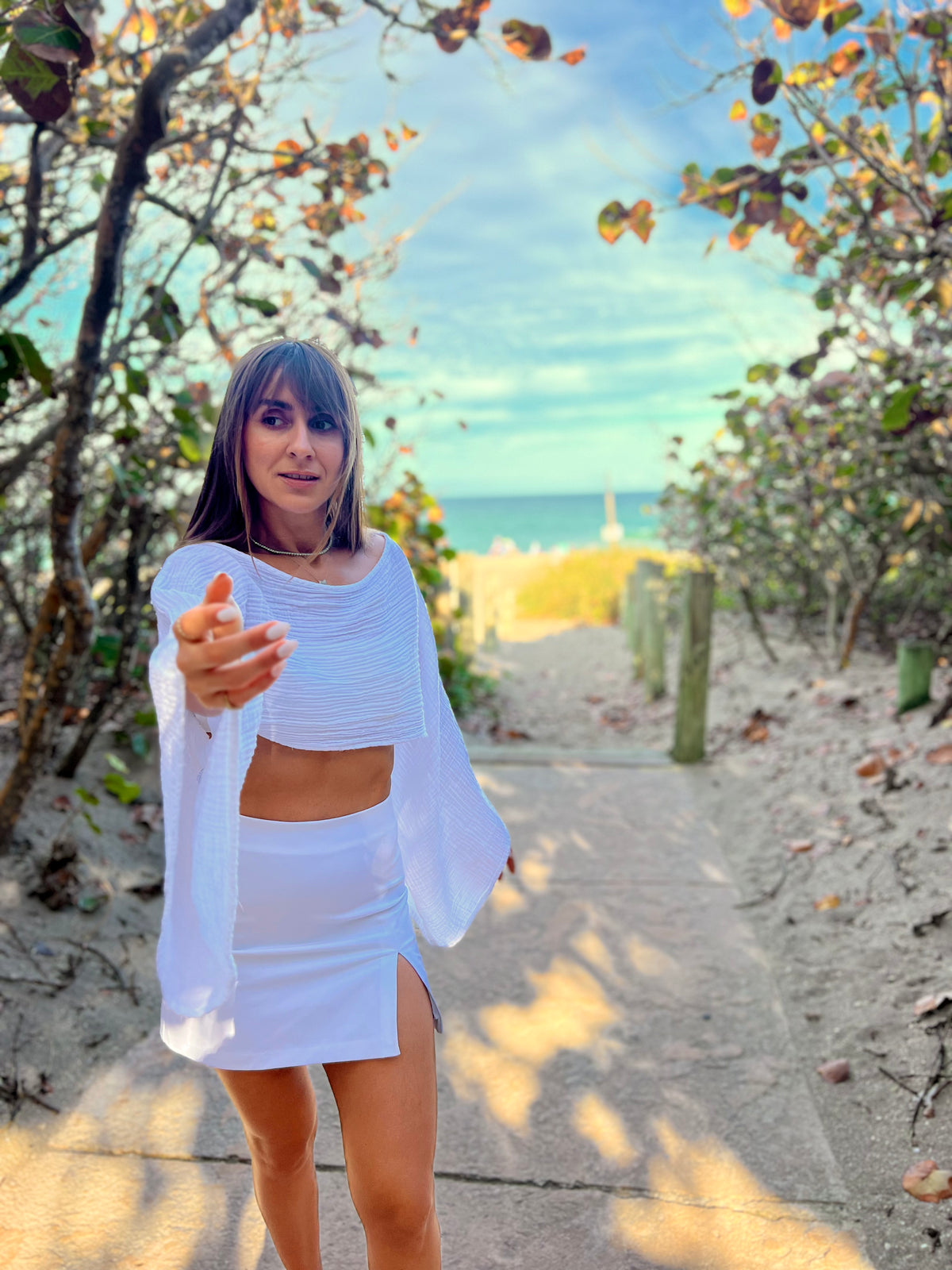 White Boho Muslin Shirt Full Length — Sustainable Fashion by Vleyn