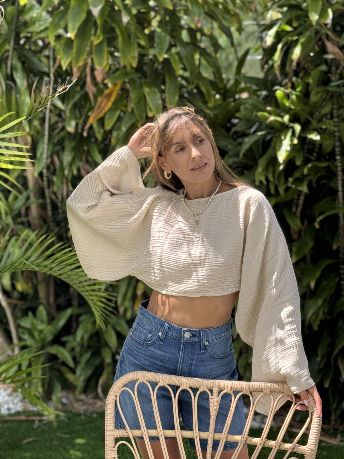 Beige Boho Muslin Shirt Full Length — Sustainable Fashion by Vleyn
