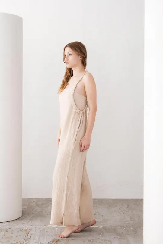 Beige Organic Cotton Jumpsuit - Vleyn