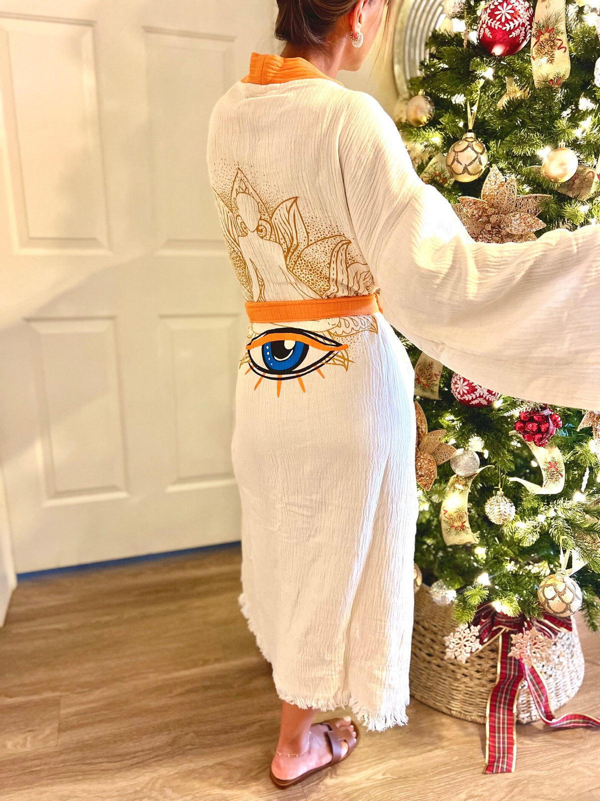 Dragon Evil Eye Kimono — Organic Cotton Boho Kimono Robe by Vleyn