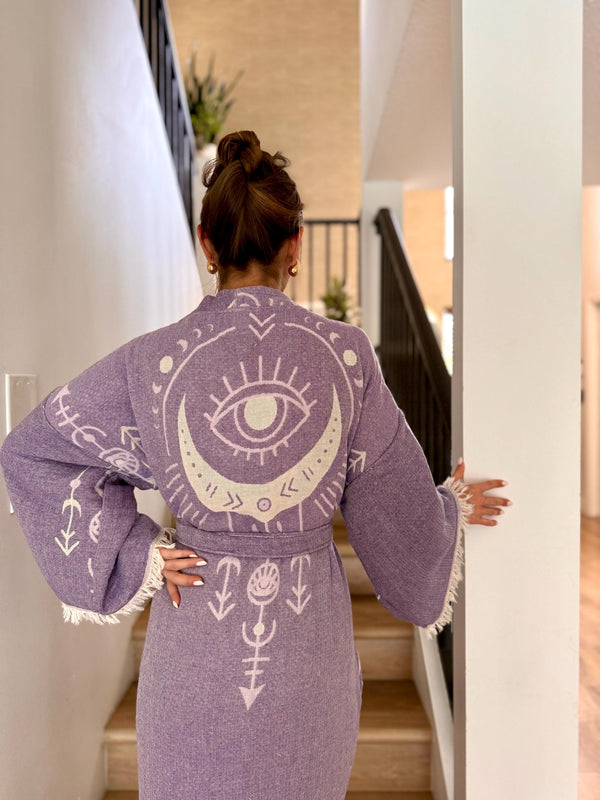 Soft Woven Cotton Robe in Arrow Design - Vleyn