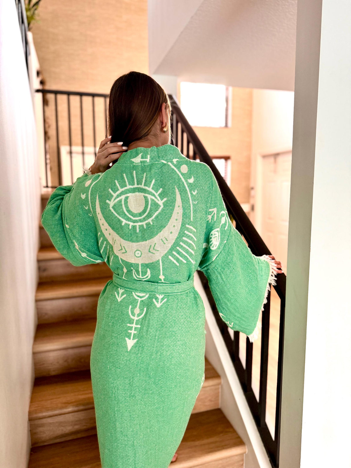 Soft Woven Cotton Robe in Arrow Design — Boho Boho Robe Vleyn Sustainable Fashion