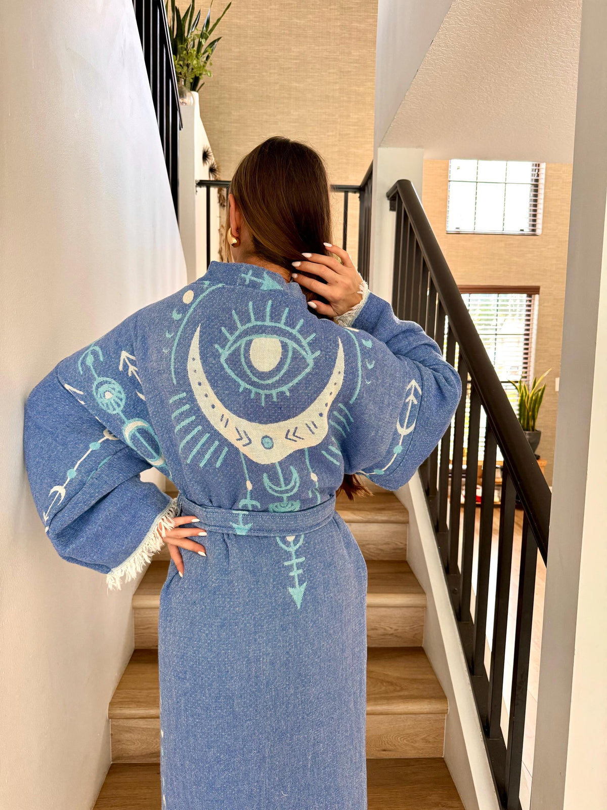 Soft Woven Cotton Robe in Arrow Design — Boho Boho Robe Vleyn Sustainable Fashion