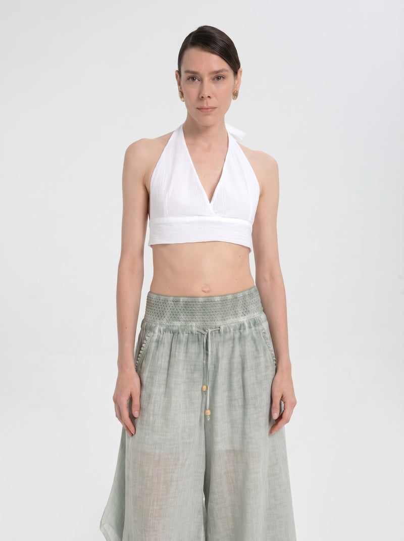 Organic Cotton Mint Palazzo Pants - Vleyn