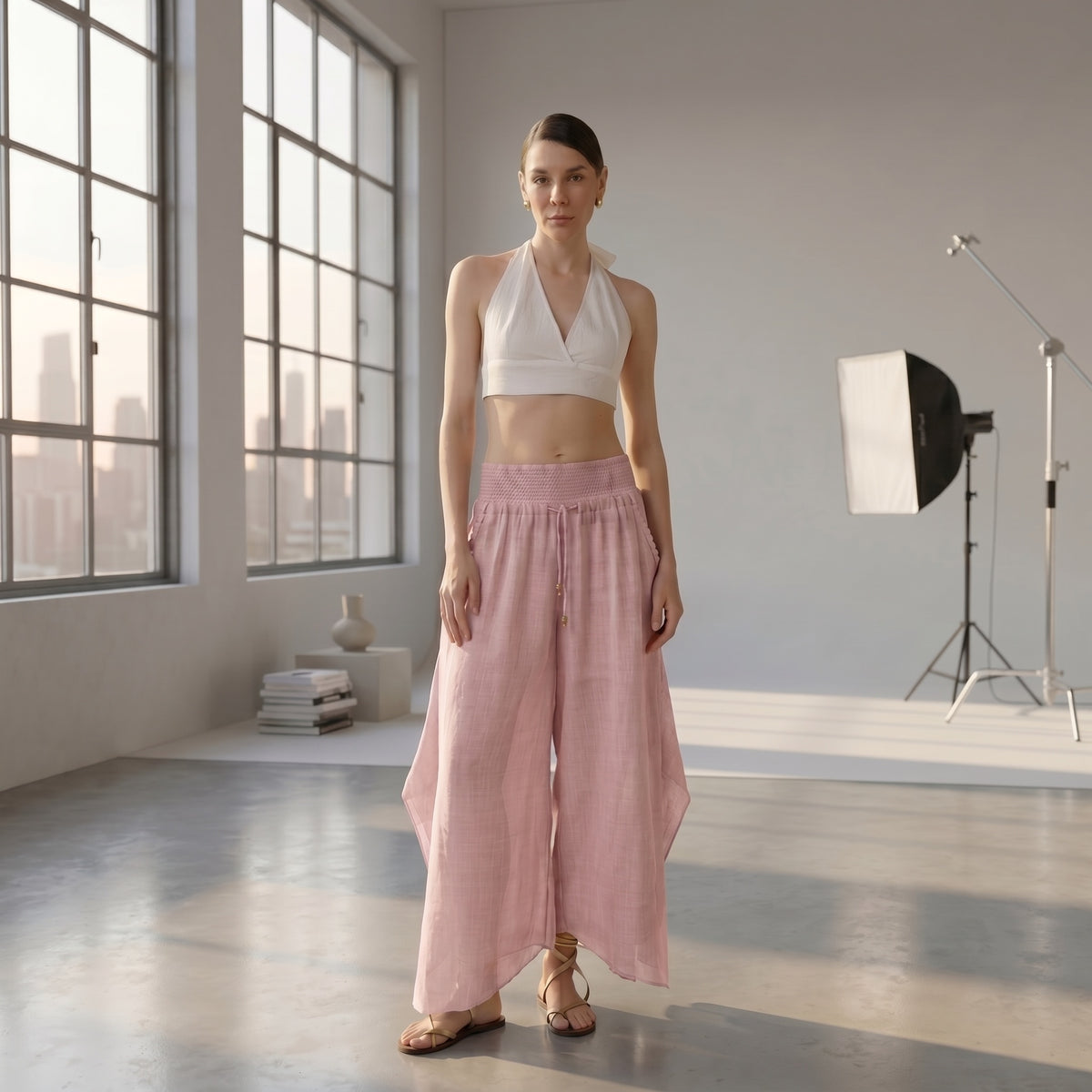 Organic Cotton Pink Palazzo Pants