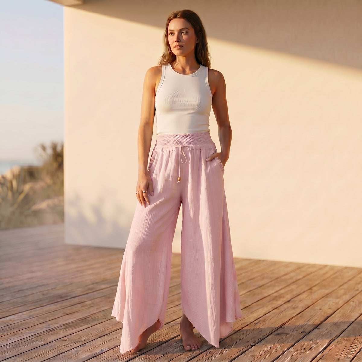 Organic Cotton Pink Palazzo Pants
