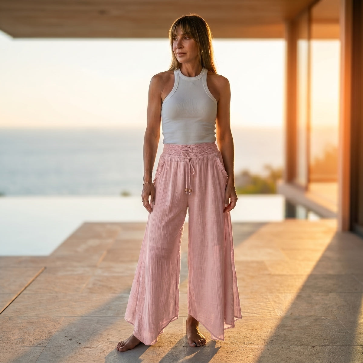 Organic Cotton Pink Palazzo Pants