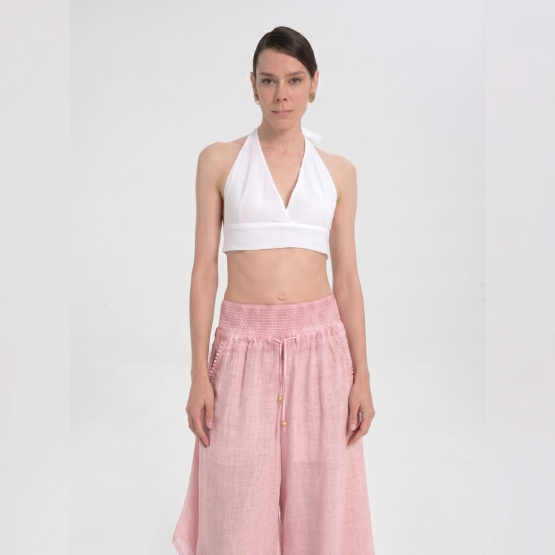 Organic Cotton Pink Palazzo Pants - Vleyn