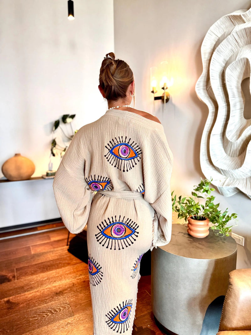 Sandstone Evil Eye Kimono - Vleyn