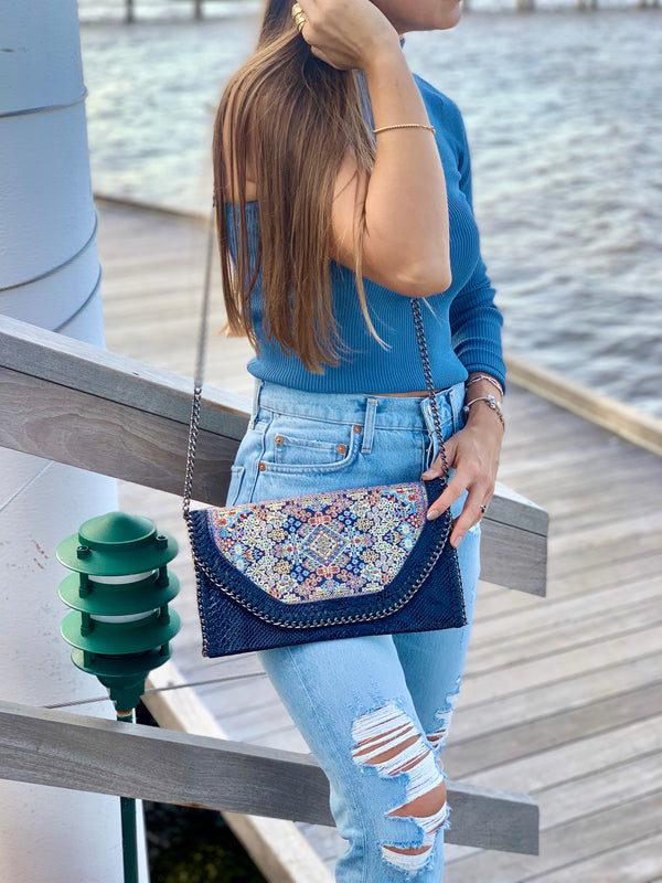 Navy Blue Elia Clutch - Vleyn