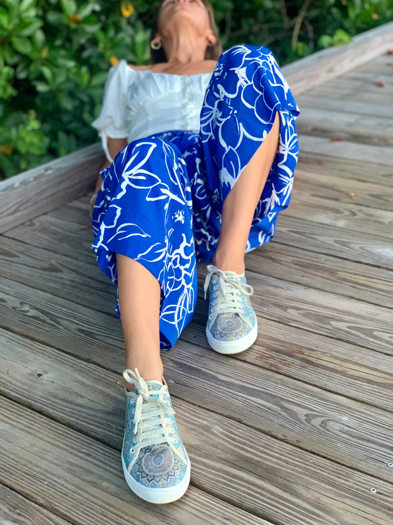 Blue best sale floral sneakers